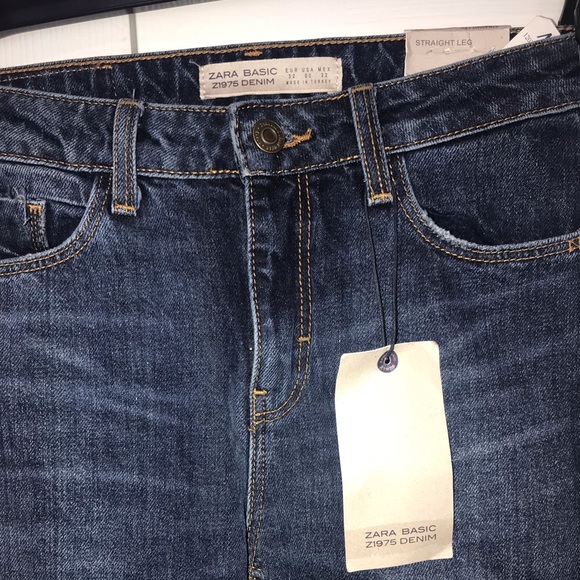 NWT ZARA Womens Dark wash Straight Leg Jeans - Picture 5 of 8